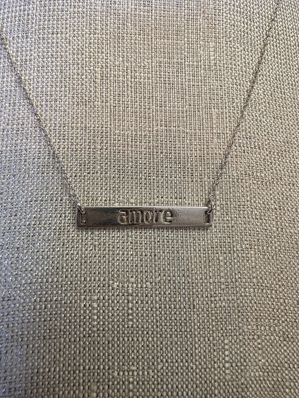 Sterling Silver 16", "amore" Bar Necklace - Picture 12 of 12